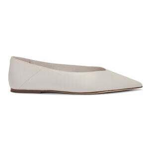 Tony Bianco Pointed Toe Leather Flats in Light Beige